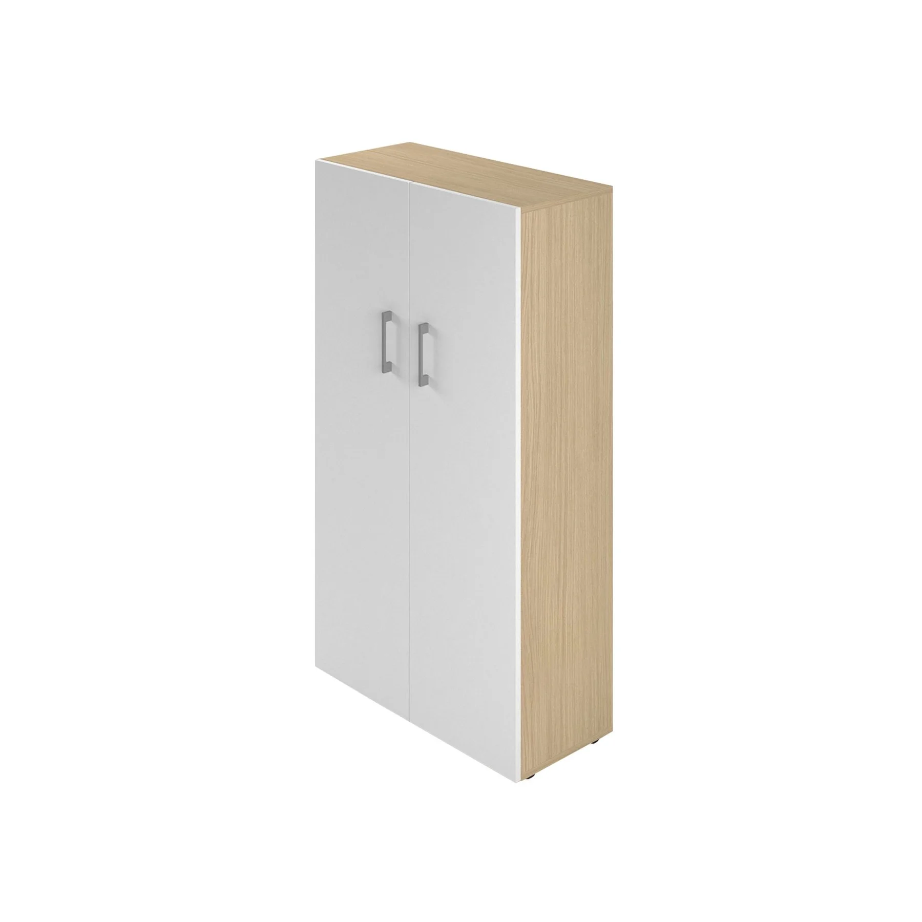 Cabinet Narbutas Nova Basic, 800 x 360 x 1444 mm, particleboard, white melamine, grey handle