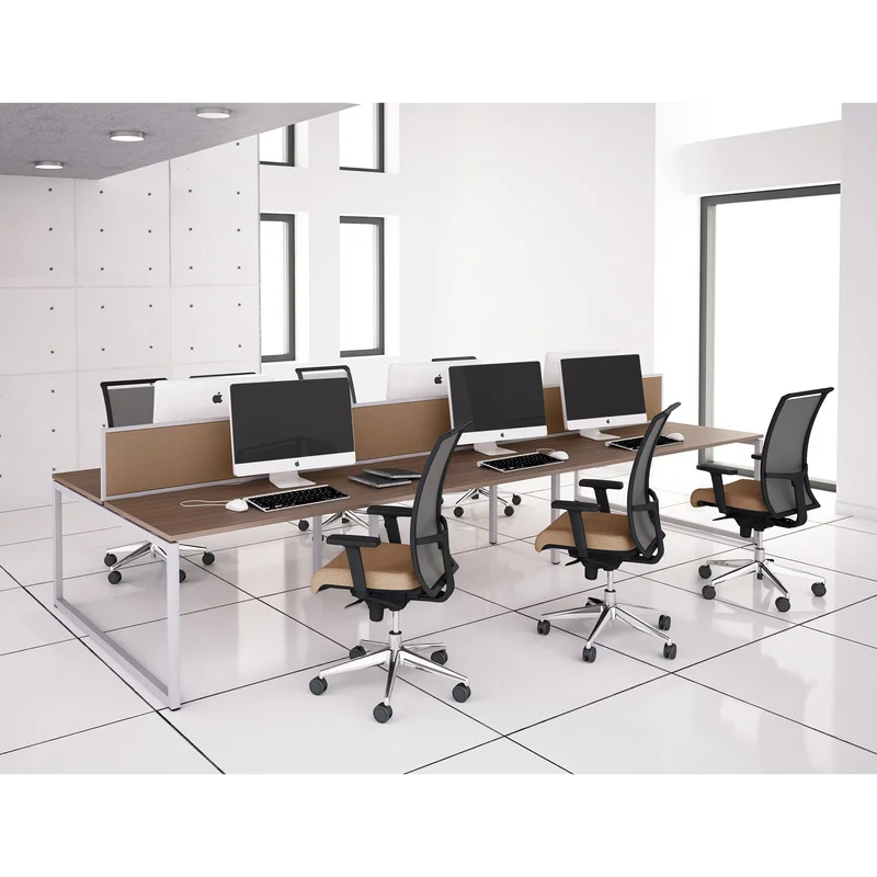 Partition panel Narbutas Nova Fabric, for double workstation desks, 1400 x 20 x 350 mm, fabric Velito Presto light mint, 12 mm particleboard, black metal