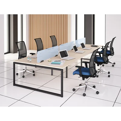 Partition panel Narbutas Nova Fabric, for double workstation desks, 1400 x 20 x 350 mm, fabric Velito Presto light mint, 12 mm particleboard, black metal