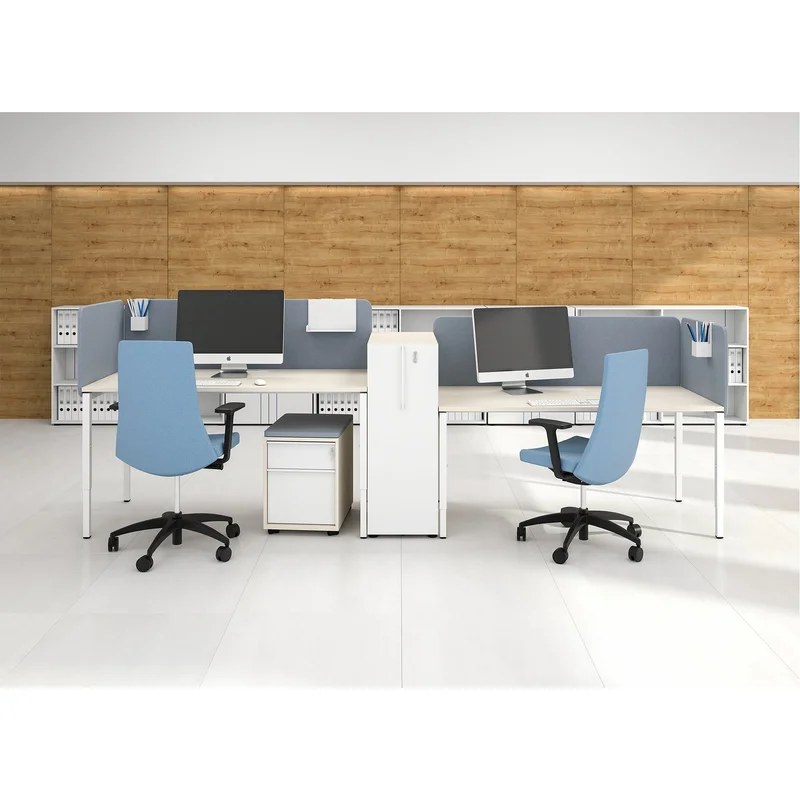 Partition panel for desk Narbutas Nova Fabric, 1600 x 20 x 350 mm, fabric Velito Presto light mint, 12 mm particleboard, black metal