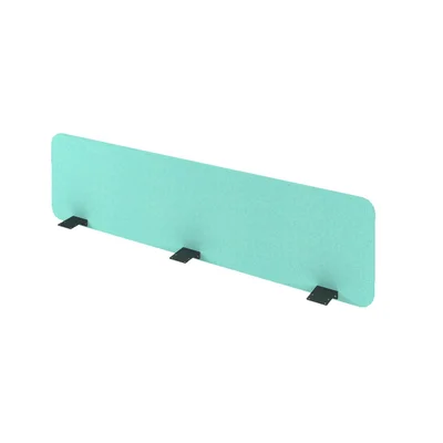 Partition panel for desk Narbutas Nova Fabric, 1600 x 20 x 350 mm, fabric Velito Presto light mint, 12 mm particleboard, black metal