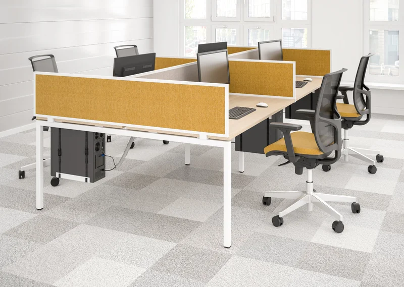 Set of partition panels Narbutas Nova Fabric, for four-person desks, 350 mm, fabric Velito Presto light mint, 12 mm particleboard, black metal