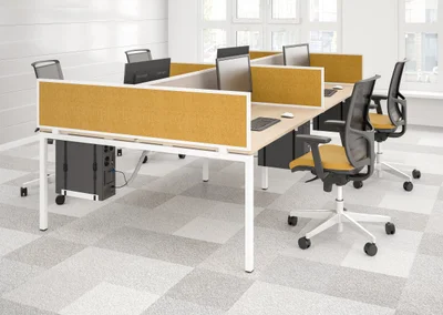 Set of partition panels Narbutas Nova Fabric, for four-person desks, 350 mm, fabric Velito Presto light mint, 12 mm particleboard, black metal