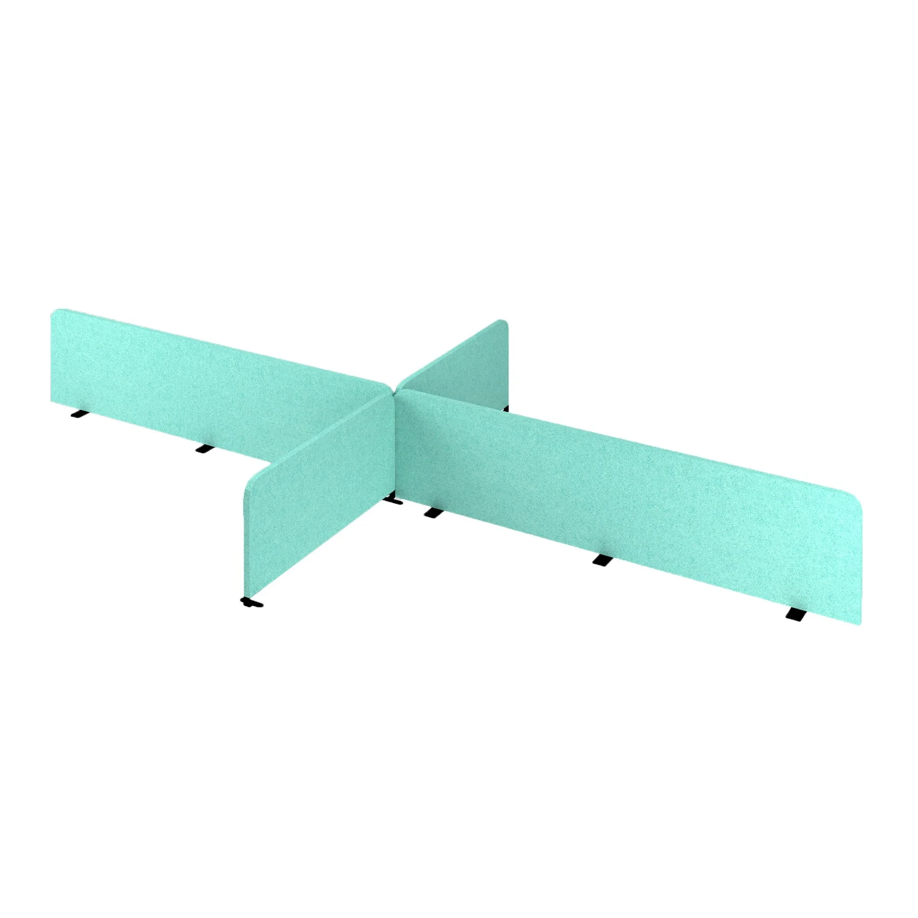 Partition panels for desks Narbutas Nova Fabric, 350 mm, fabric Velito Presto light mint, 12 mm particleboard, black metal