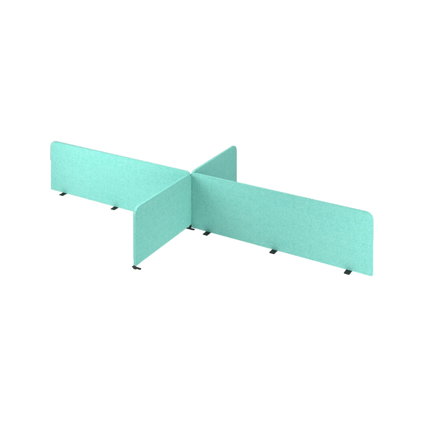 Partition panels for desks Narbutas Nova Fabric, 450 mm, fabric Velito Presto light mint, 12 mm particleboard, black metal