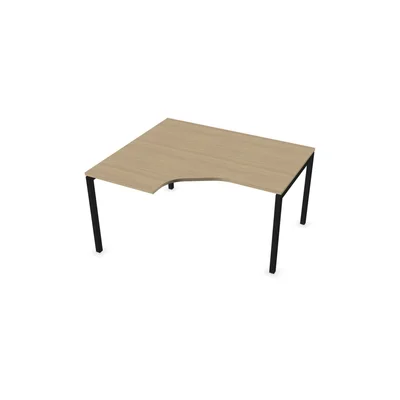 Desk Narbutas Nova U, corner, 1400 x 1200 x 740 mm, melamine bleached oak, black metal, U-leg
