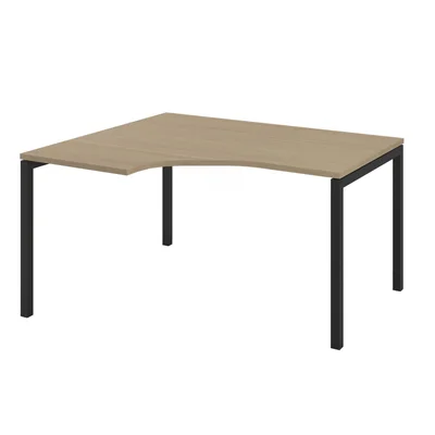 Desk Narbutas Nova U, corner, 1400 x 1200 x 740 mm, melamine bleached oak, black metal, U-leg