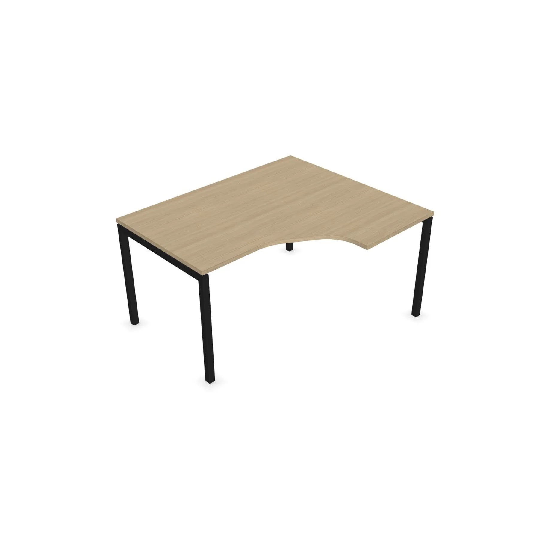 Desk Narbutas Nova U, corner, 1400 x 1200 x 740 mm, melamine bleached oak, black metal, U-leg