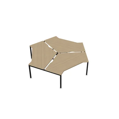 Desks Narbutas Nova U, corner, 2610 x 2610 x 740 mm, melamine bleached oak, black metal, U-leg