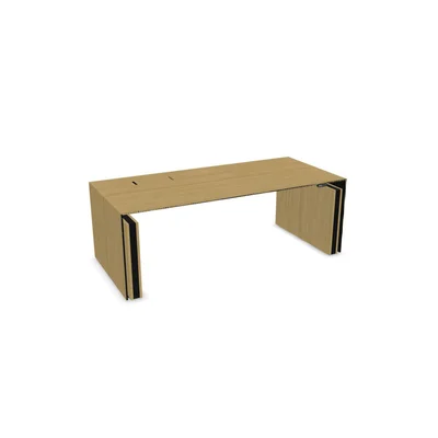 Desk Narbutas Motion, height-adjustable, electric, with left power supply, 2000 x 900 x 1200 mm, oak veneer, black HPL, black metal