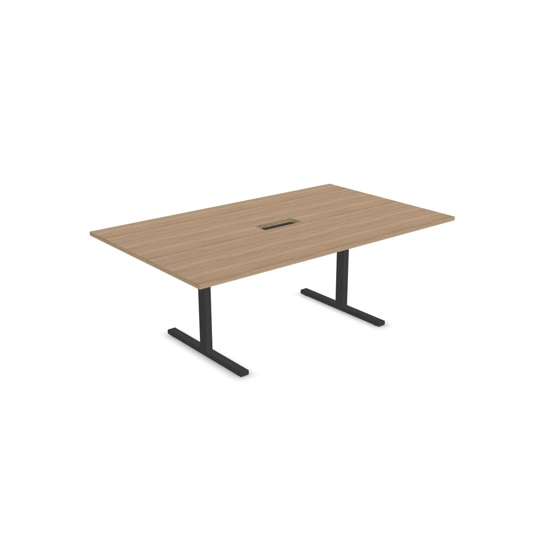 Conference table Narbutas T-Easy, 2000 x 1200 x 740 mm, rectangular top, 25 mm particleboard, melamine amber oak, dark grey metal, leg type I