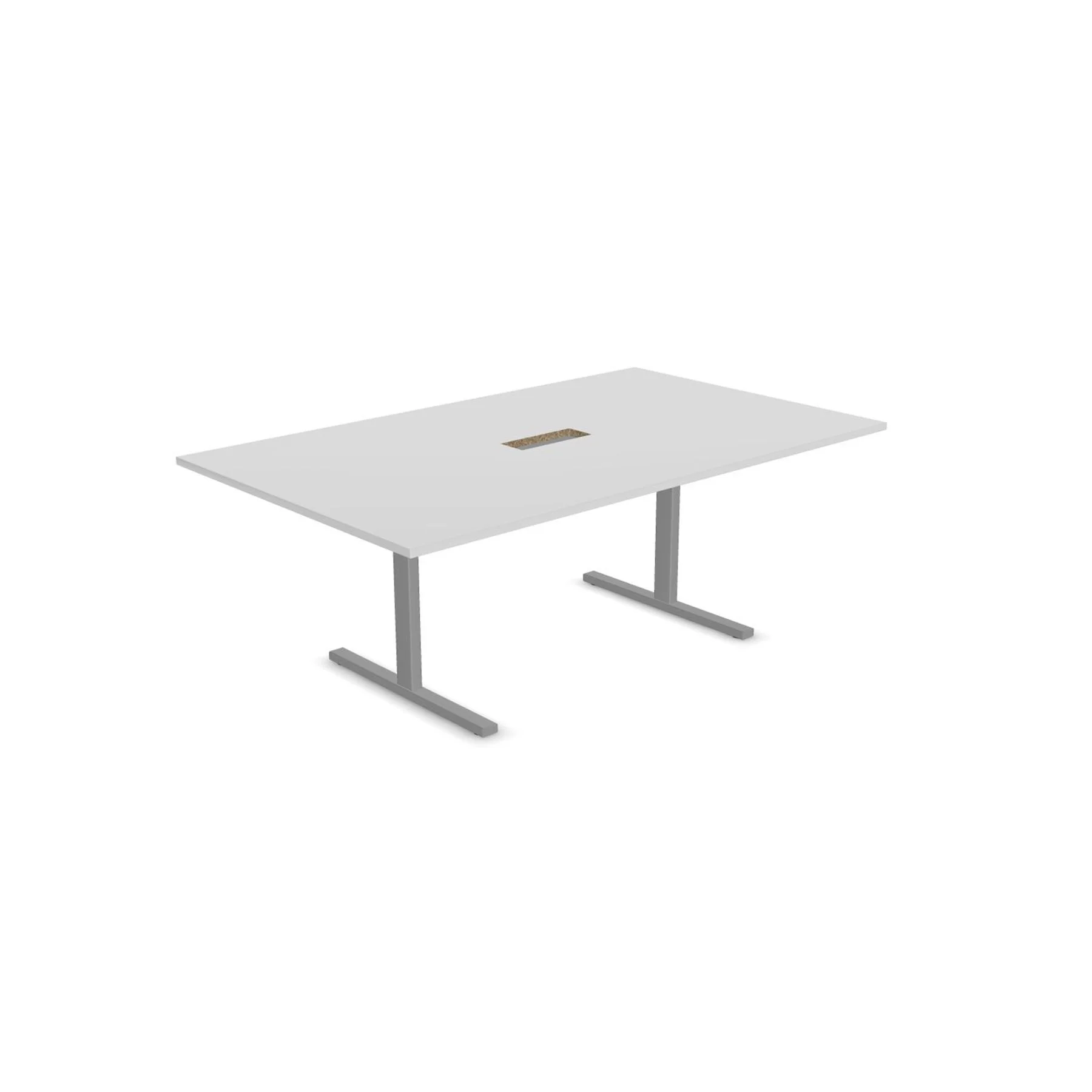 Conference table Narbutas T-Easy, 2000 x 1200 x 740 mm, rectangular top, 25 mm particleboard, white melamine, grey metal, leg type I
