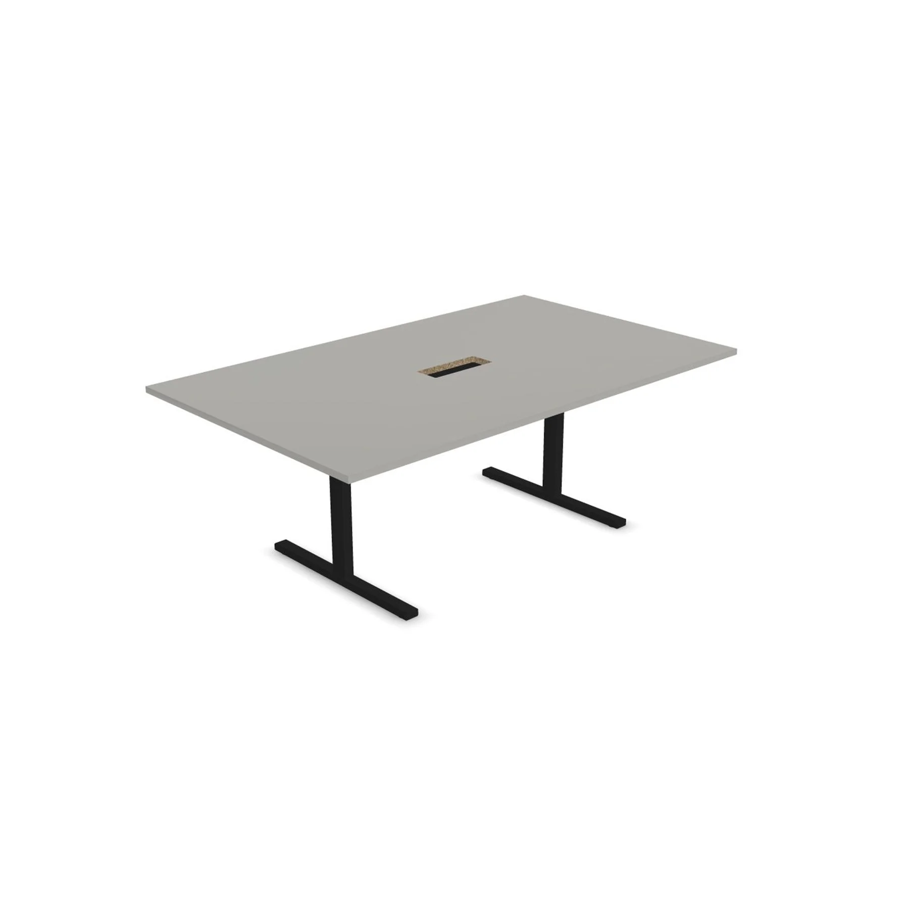 Заседателна маса Narbutas T-Easy, 2000 x 1200 x 740 mm, правоъгълен плот, ПДЧ 25 mm, перленосив меламин, черен метал, крак тип I