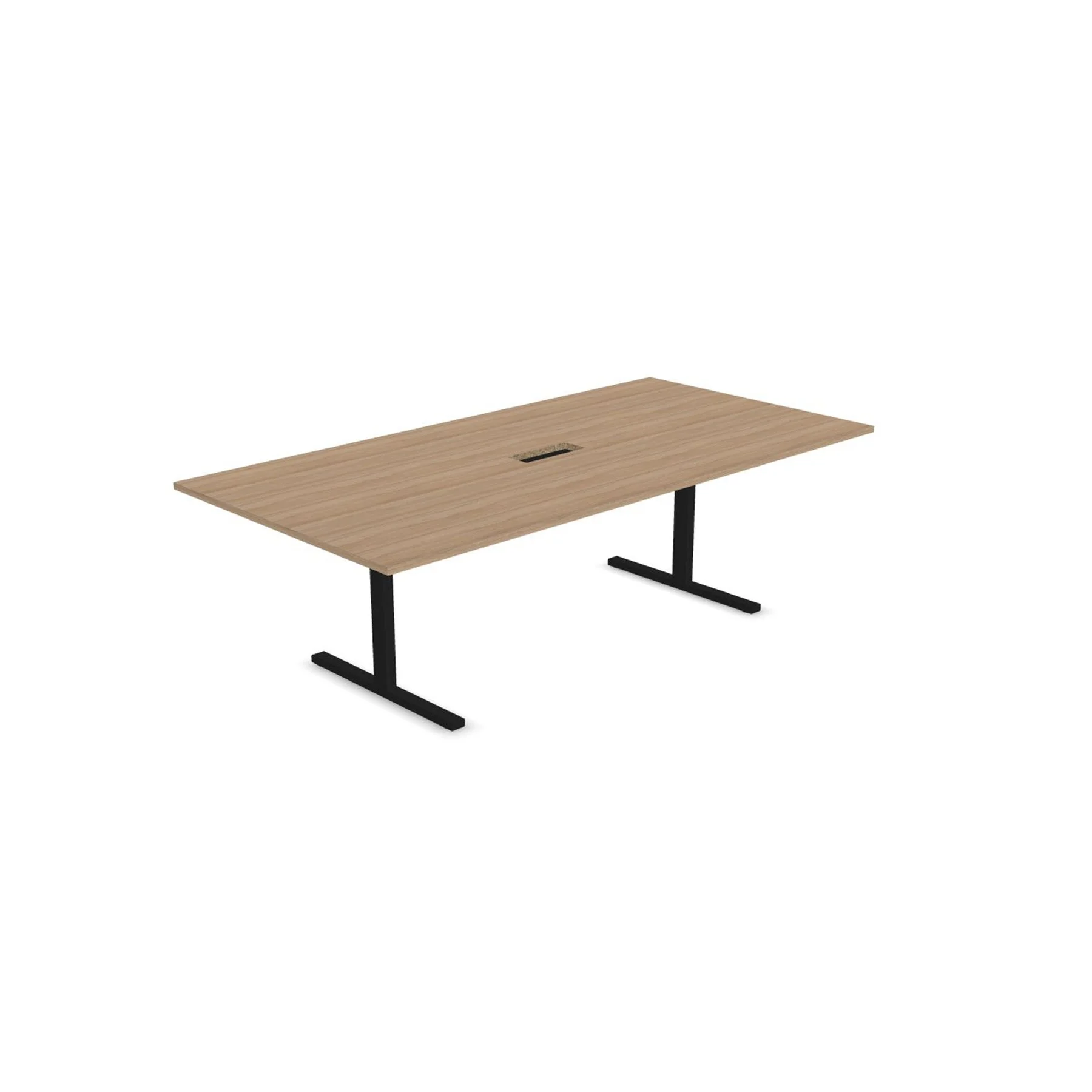 Заседателна маса Narbutas T-Easy, 2400 x 1200 x 740 mm, правоъгълен плот, ПДЧ 25 mm, меламин кехлибарен дъб, черен метал, крак тип I