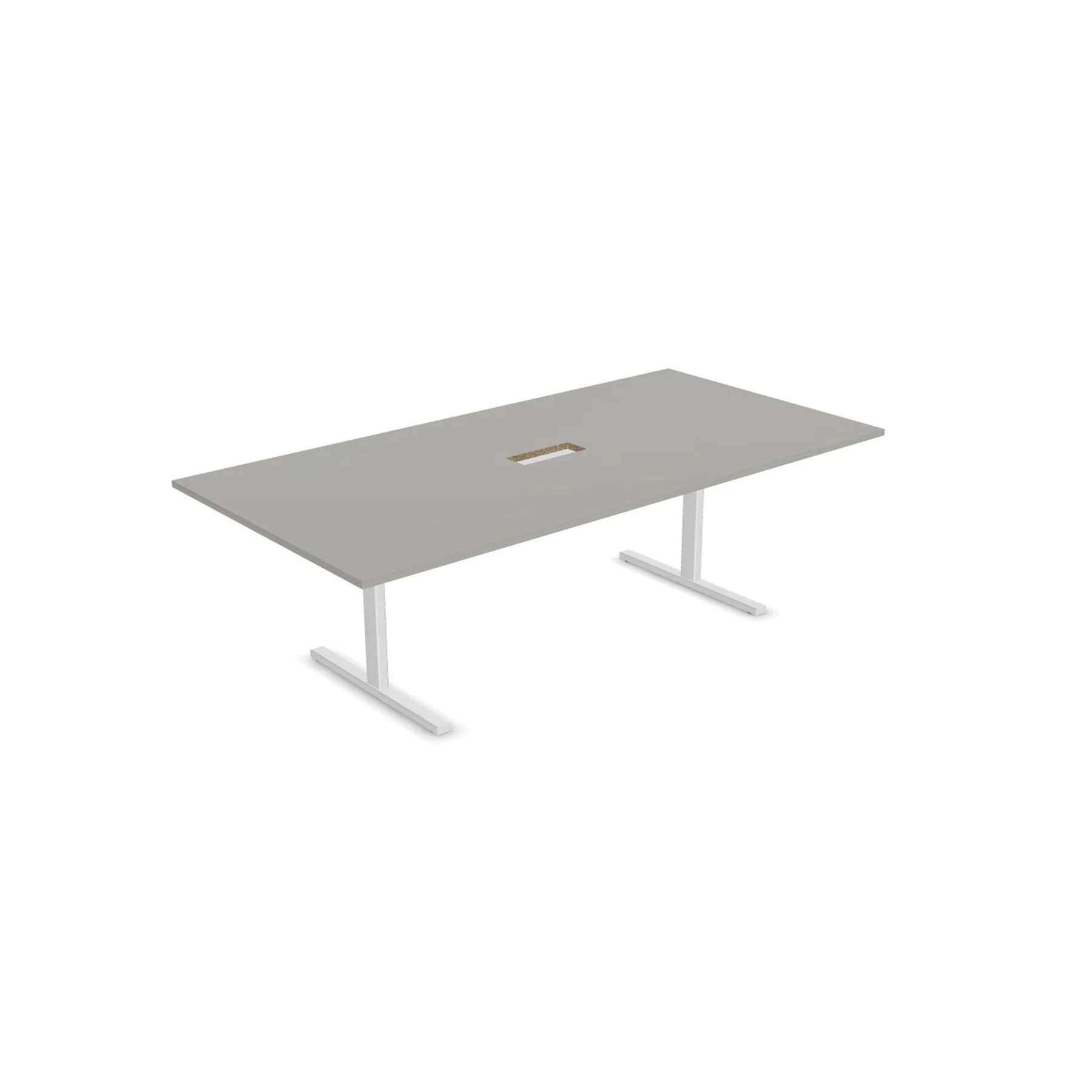 Заседателна маса Narbutas T-Easy, 2400 x 1200 x 740 mm, правоъгълен плот, ПДЧ 25 mm, перленосив меламин, бял метал, крак тип I