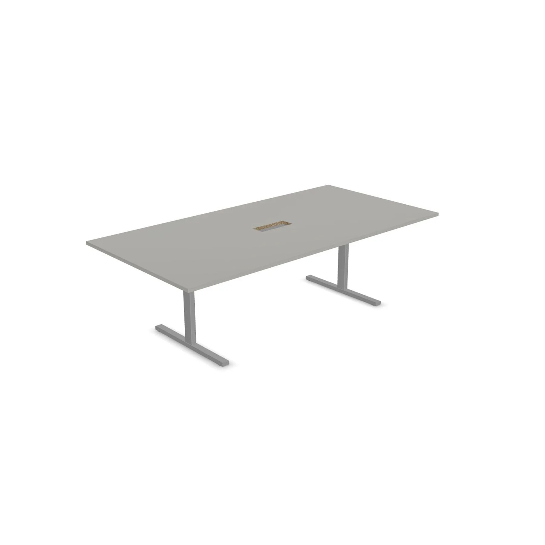 Conference table Narbutas T-Easy, 2400 x 1200 x 740 mm, rectangular top, 25 mm particleboard, pearl grey melamine, grey metal, leg type I
