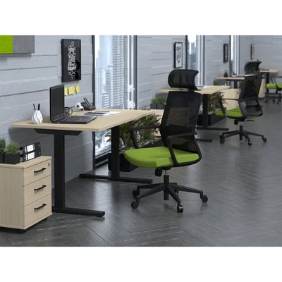 Desk pedestal Narbutas Optima, 415 x 500 x 510 mm, with castors, particleboard, melamine amber oak, black rectangular handle