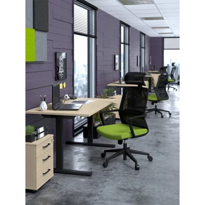 Desk pedestal Narbutas Optima, 415 x 500 x 510 mm, with castors, particleboard, melamine amber oak, black rectangular handle