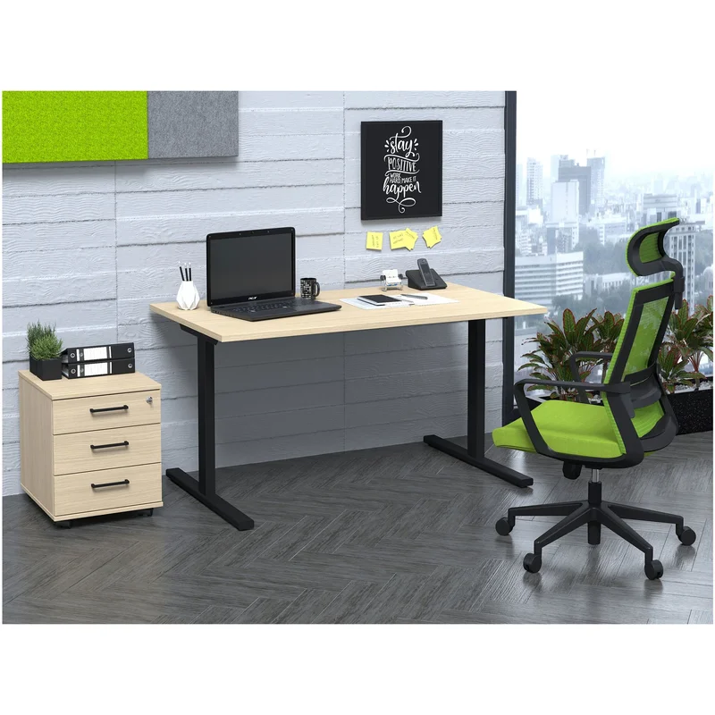 Desk pedestal Narbutas Optima, 415 x 500 x 510 mm, with castors, particleboard, rectangular handle, white