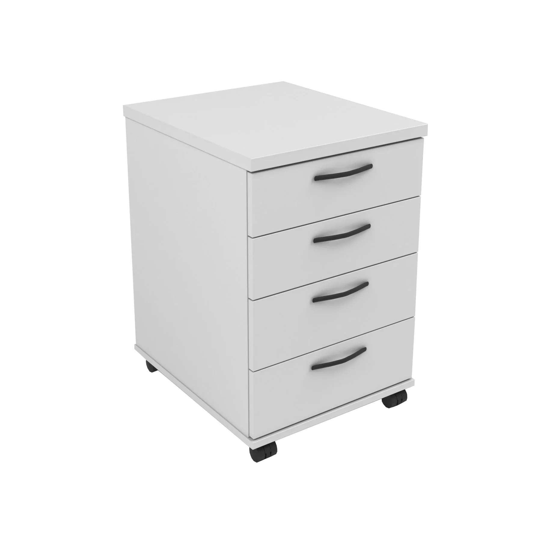 Desk pedestal Narbutas Optima, 415 x 500 x 638 mm, particleboard, white melamine, black rounded handle