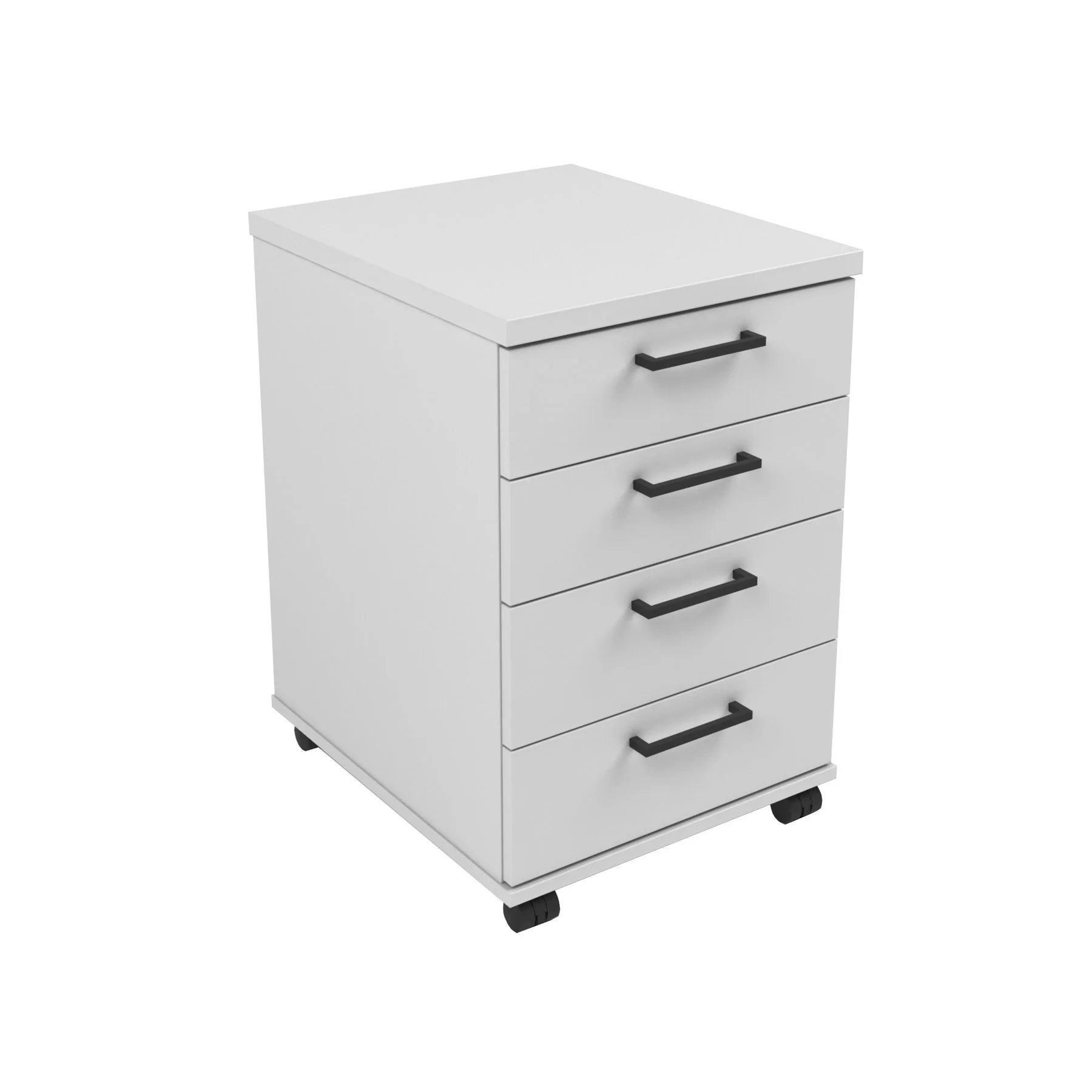 Desk pedestal Narbutas Optima, 415 x 500 x 638 mm, particleboard, white melamine, black rectangular handle