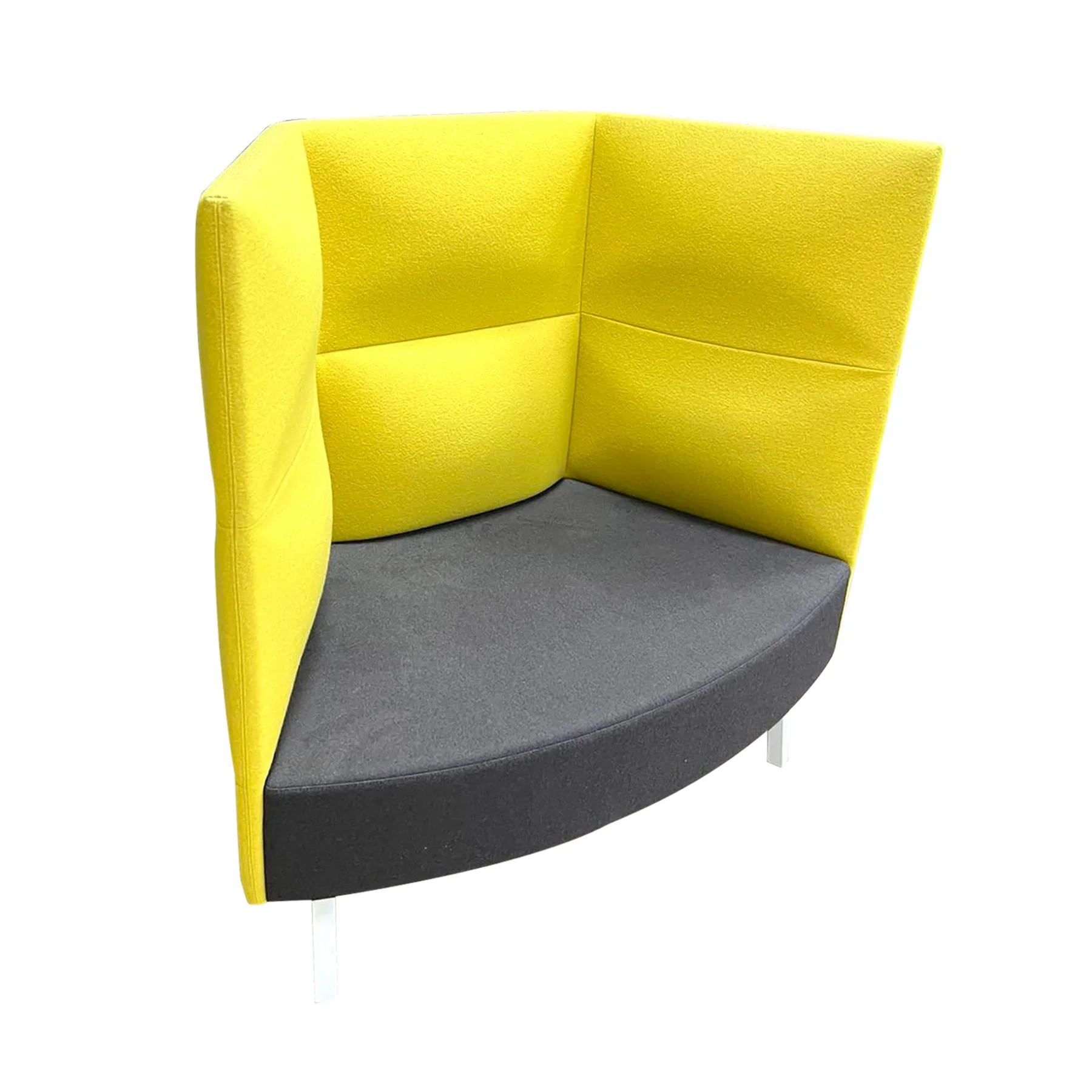 Armchair Narbutas Cumulus, 1070 x 690 x 1130 mm, fabric Velito brown melange and Velito yellow, white metal base, assembled sample