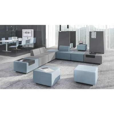 Modular soft seating Narbutas Jazz Chill Out, rectangle, 800 x 600 x 400 mm, non-flammable textile, light blue melange