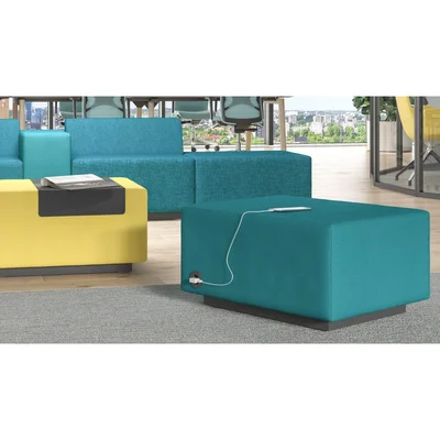 Modular soft seating Narbutas Jazz Chill Out, with backrest, 800 x 600 x 650 mm, non-flammable textile, light blue melange