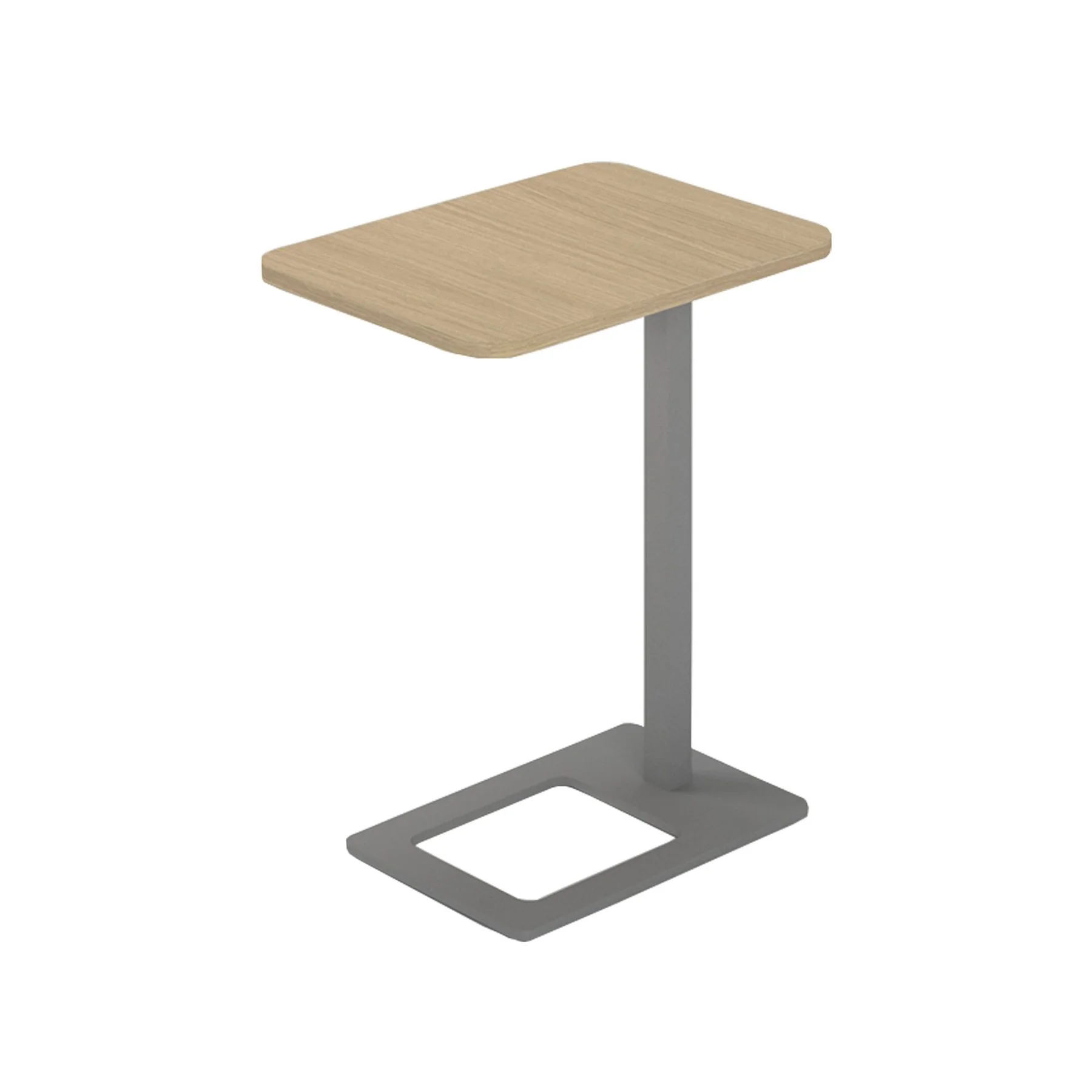 Table Narbutas Mobi, side, 400 x 500 x 620 mm, rectangular top, particleboard, melamine bleached oak, grey metal