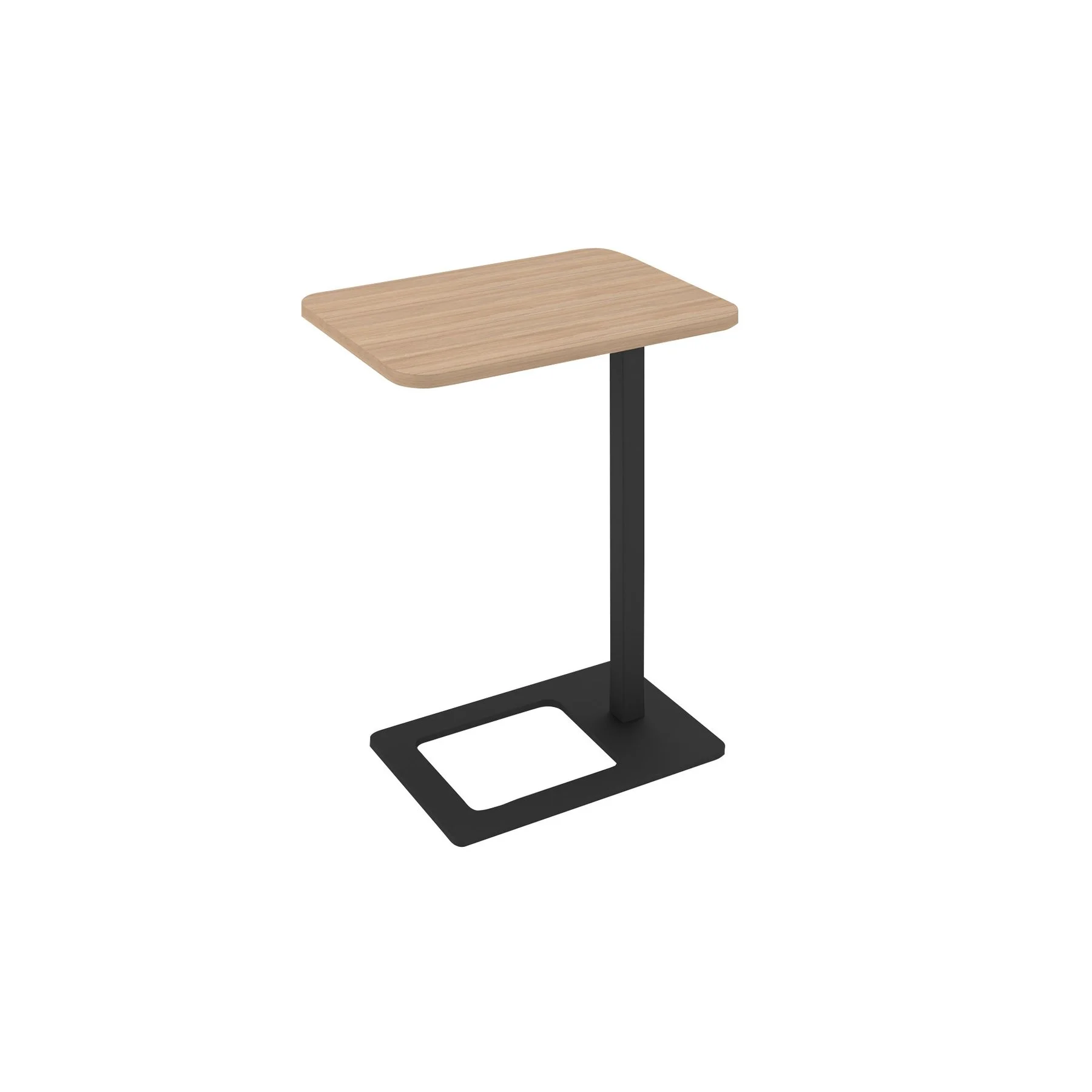 Table Narbutas Mobi, side, 400 x 500 x 620 mm, rectangular top, particleboard, melamine amber oak, black metal