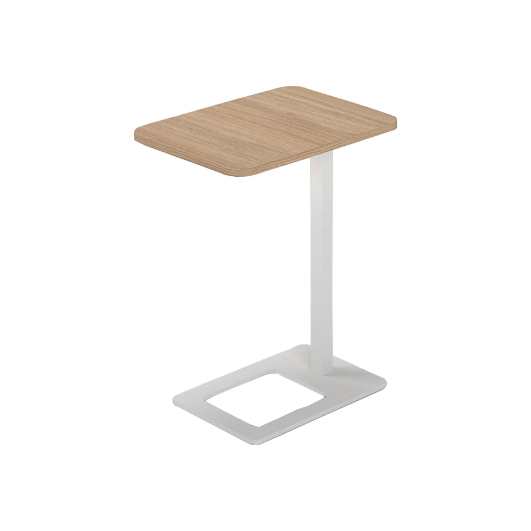 Table Narbutas Mobi, side, 400 x 500 x 620 mm, rectangular top, particleboard, melamine amber oak, white metal