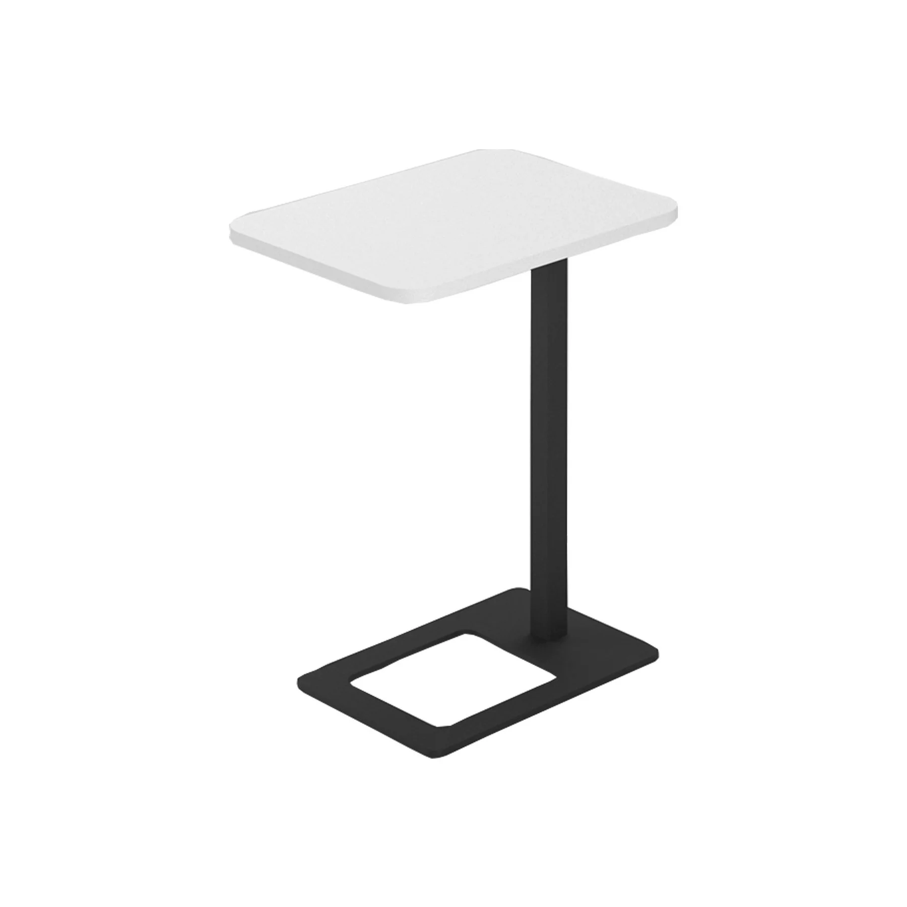 Table Narbutas Mobi, side, 400 x 500 x 620 mm, rectangular top, particleboard, white melamine, black metal