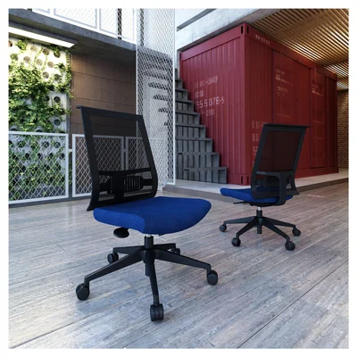 Office chair Narbutas Eva.II, 680 x 680 x 1025 mm, fabric Bondai, synchronous mechanism, blue, black mesh