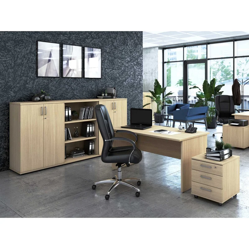 Shelving unit Narbutas Uni, 800 x 425 x 1120 mm, particleboard, melamine bleached oak