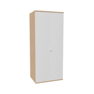 Гардероб Narbutas Uni, 800 х 600 х 1874 mm, ПДЧ, меламин избелен дъб, бели врати