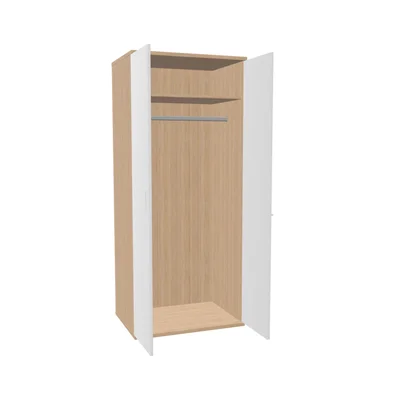 Гардероб Narbutas Uni, 800 х 600 х 1874 mm, ПДЧ, меламин избелен дъб, бели врати