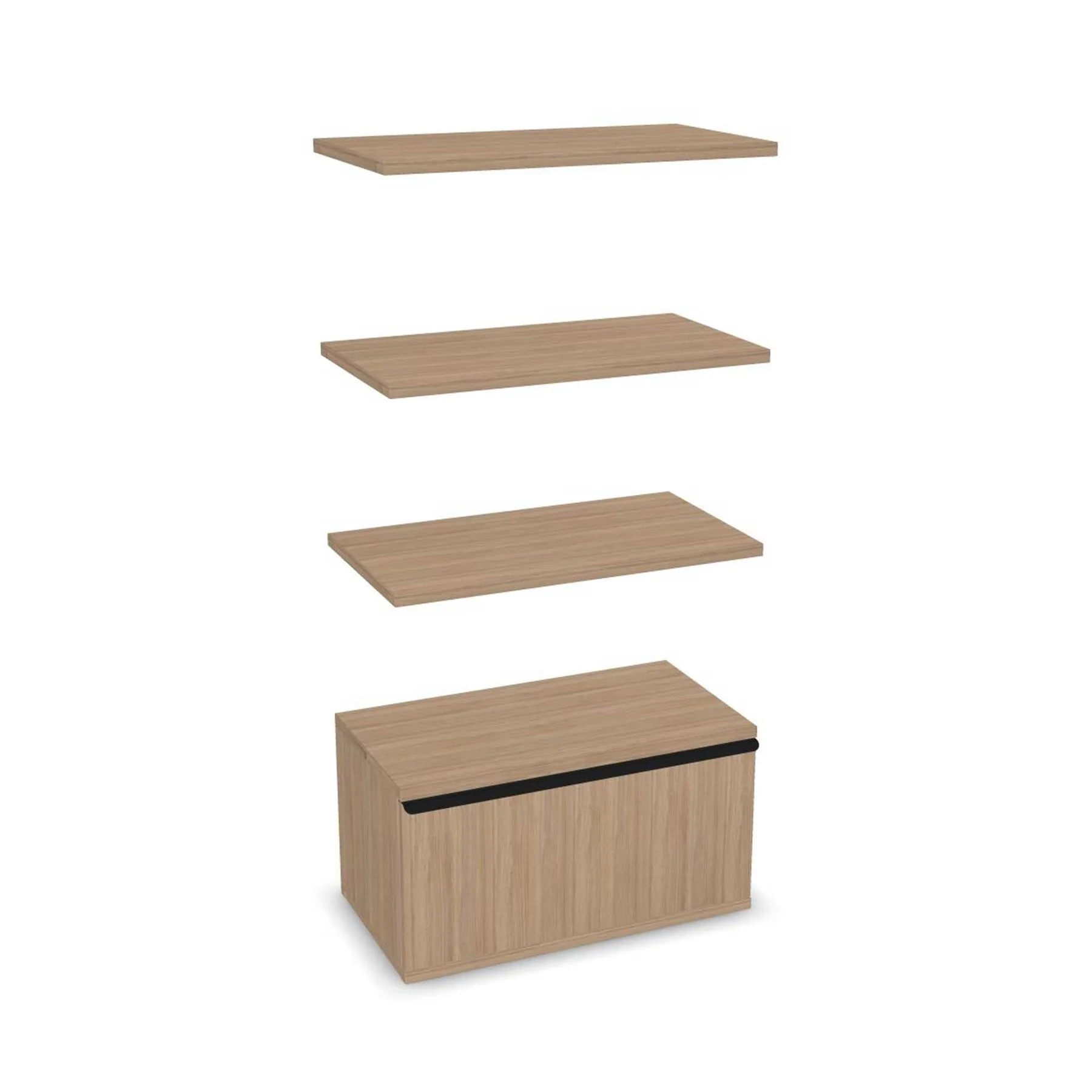 Set Narbutas Combus, 3 shelves and cabinet, 750 x 400 x 25 x 405 mm, 25 mm particleboard, amber oak