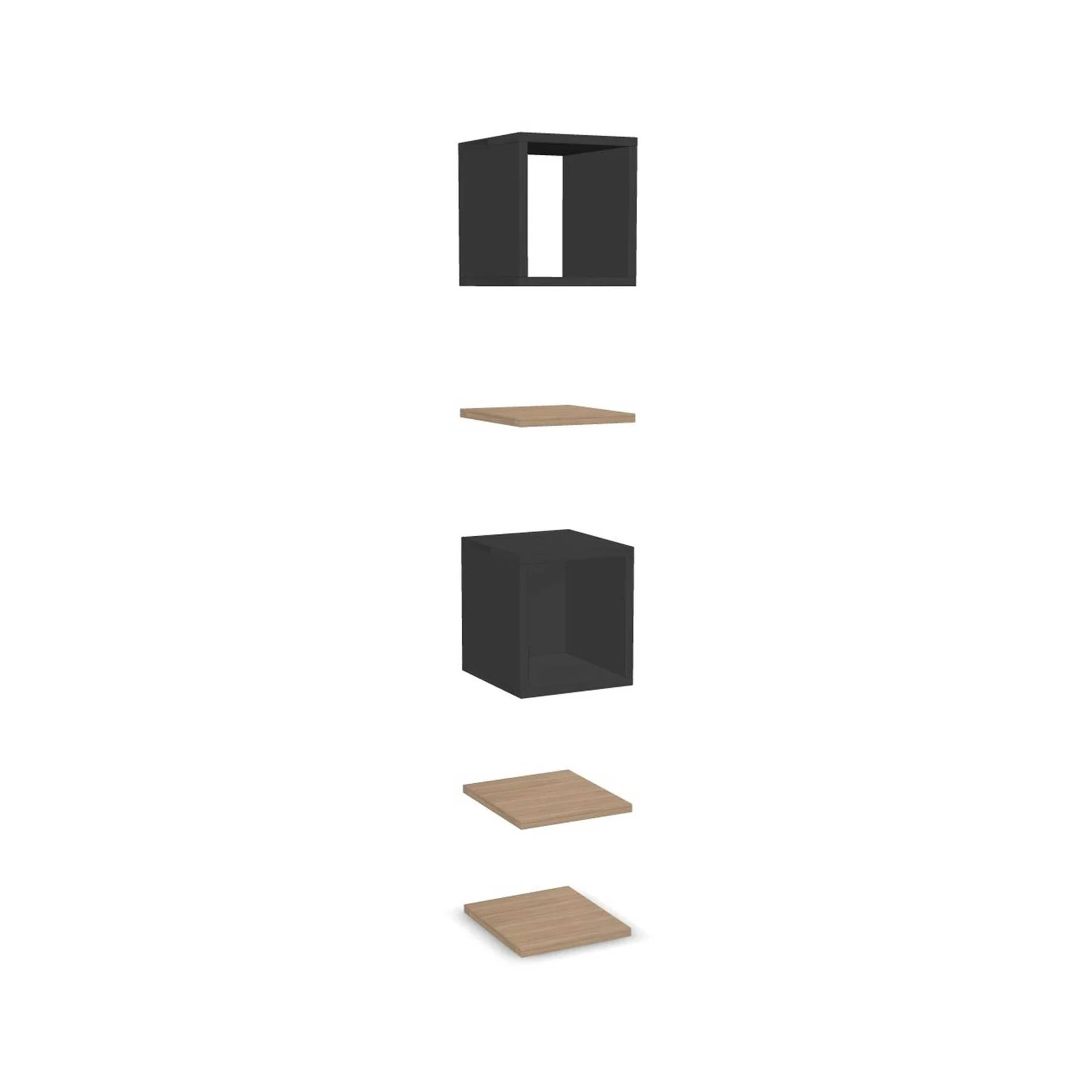 Set Narbutas Combus, 3 shelves with open and closed box, 362 x 400 x 25 x 405 mm, 25 mm particleboard, amber oak