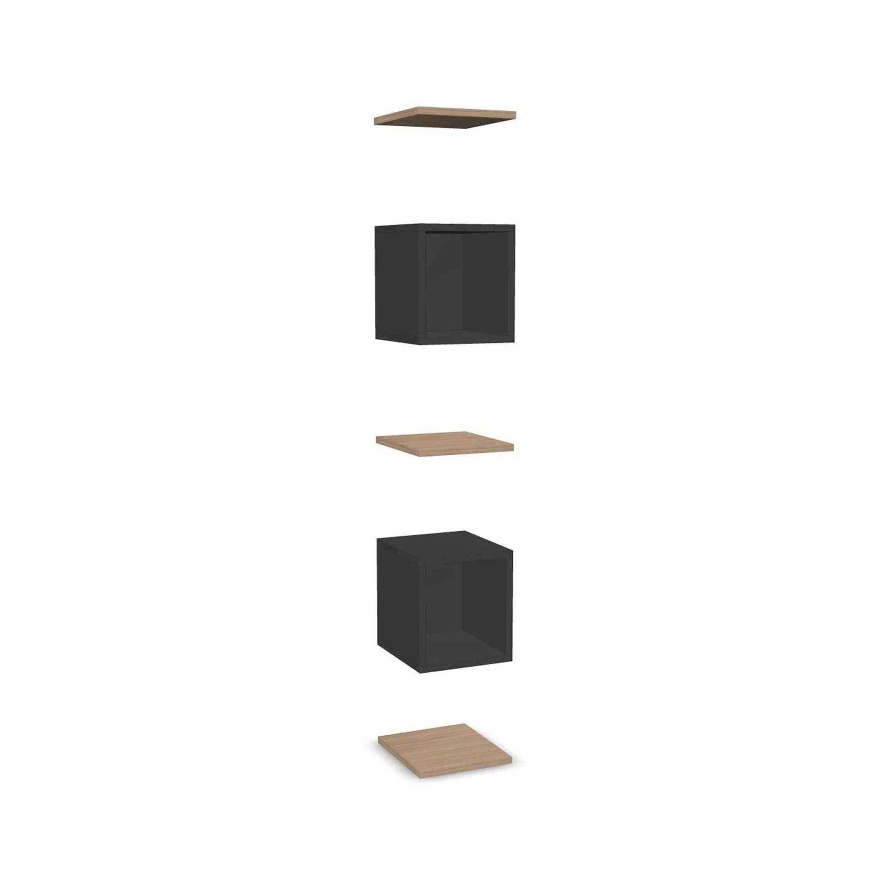 Set Narbutas Combus, 3 shelves and 2 closed boxes, 362 x 400 x 25 x 405 mm, 25 mm particleboard, amber oak