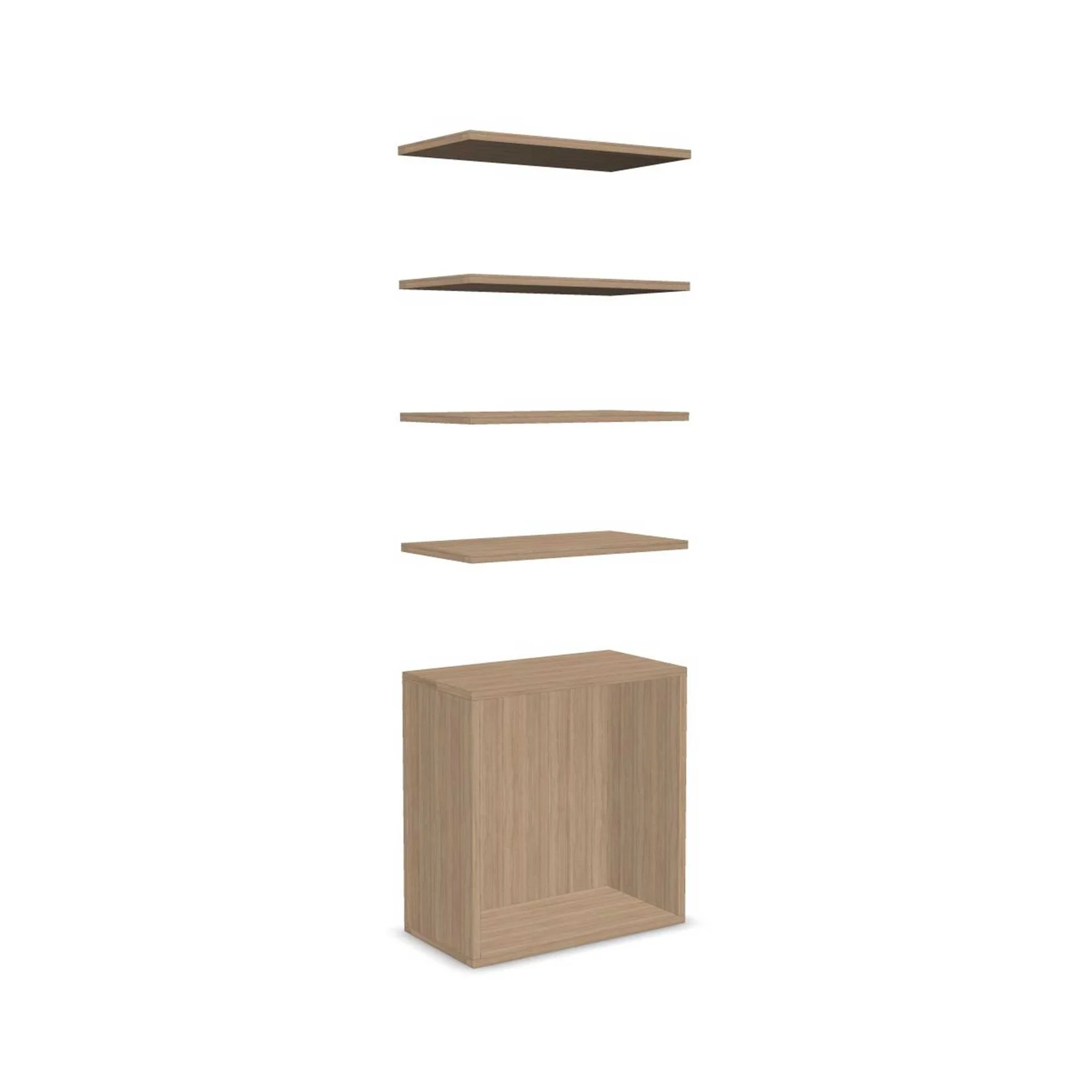 Set Narbutas Combus, 4 shelves and closed box, 750 x 400 x 25 x 785 mm, 25 mm particleboard, amber oak
