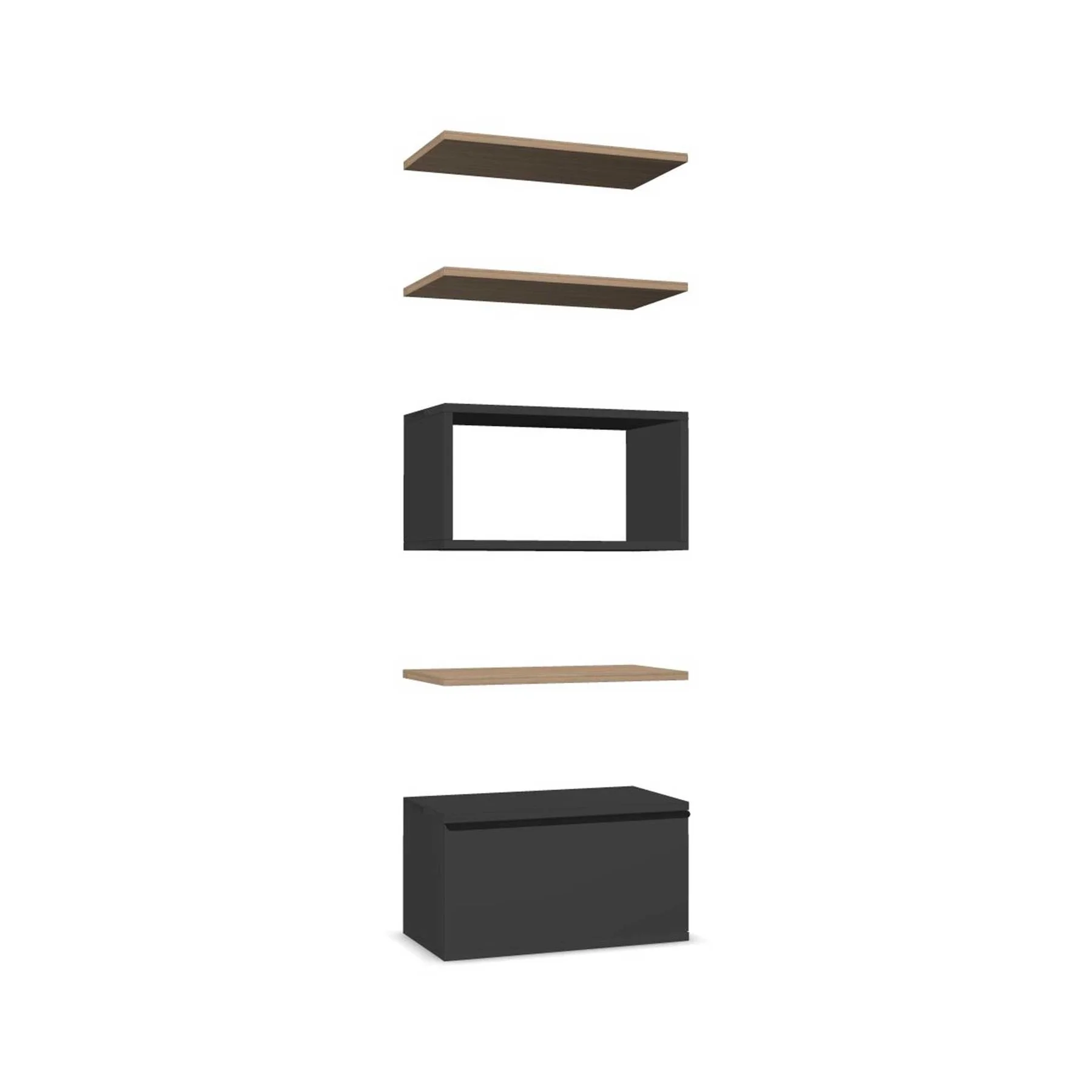 Set Narbutas Combus, 3 shelves with open box and drawer, 750 x 400 x 25 x 405 mm, 25 mm particleboard, amber oak