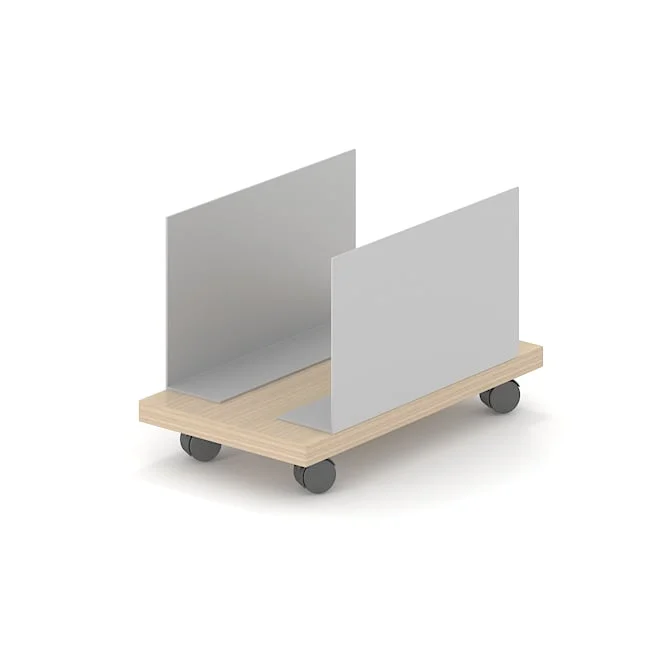 Computer box Narbutas Nova A, with castors, 250 x 447 x 250 mm, particleboard, melamine bleached oak, grey metal