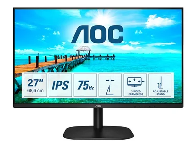 Монитор AOC 27B2DA, 27'', LED, 1920 x 1080, 250 cd/m2, 4 ms, HDMI, VGA, IPS, 16:9, 75 Hz, черен