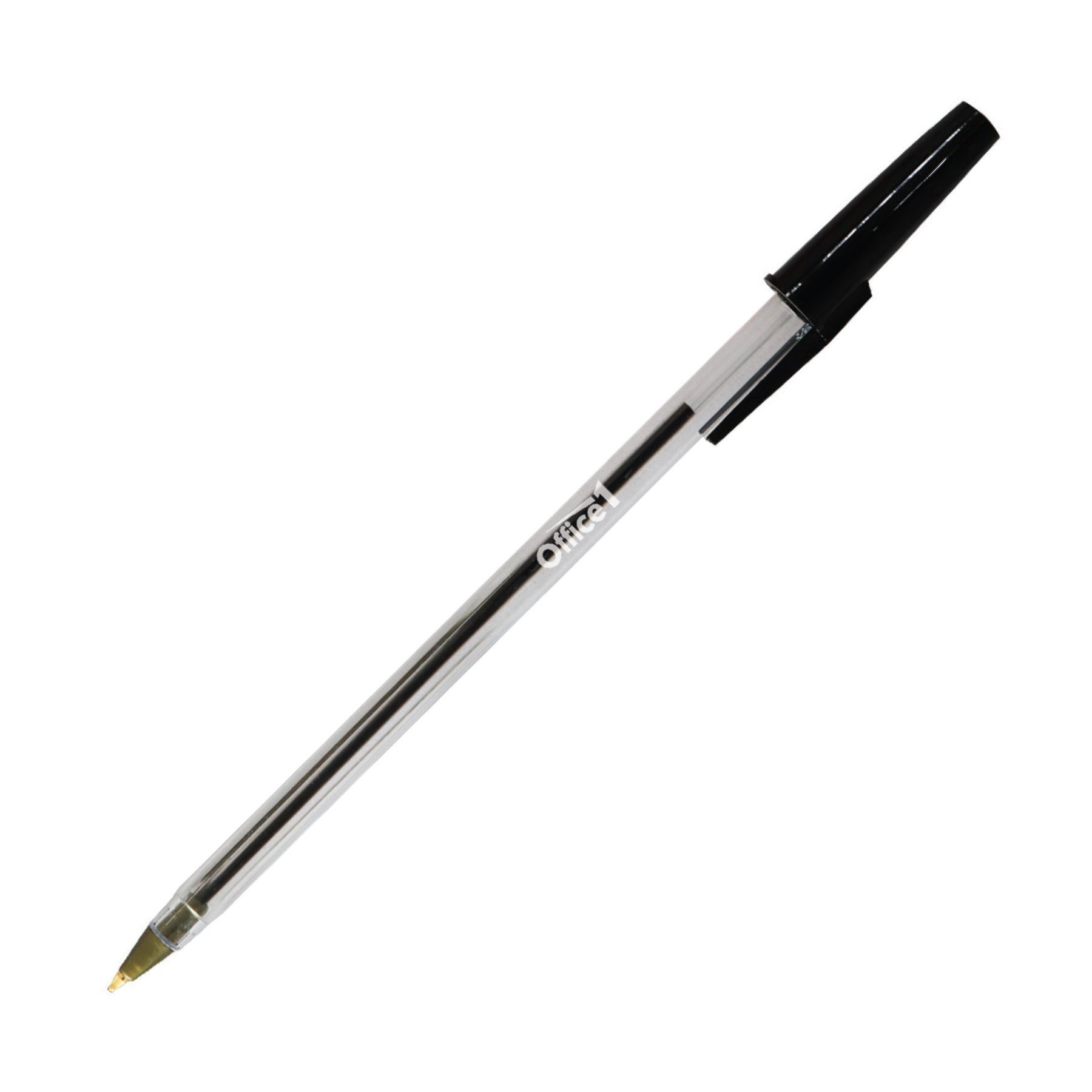 Office 1 Ballpoint Pen, 1.0 mm, transparent barrel, black, 10 pieces