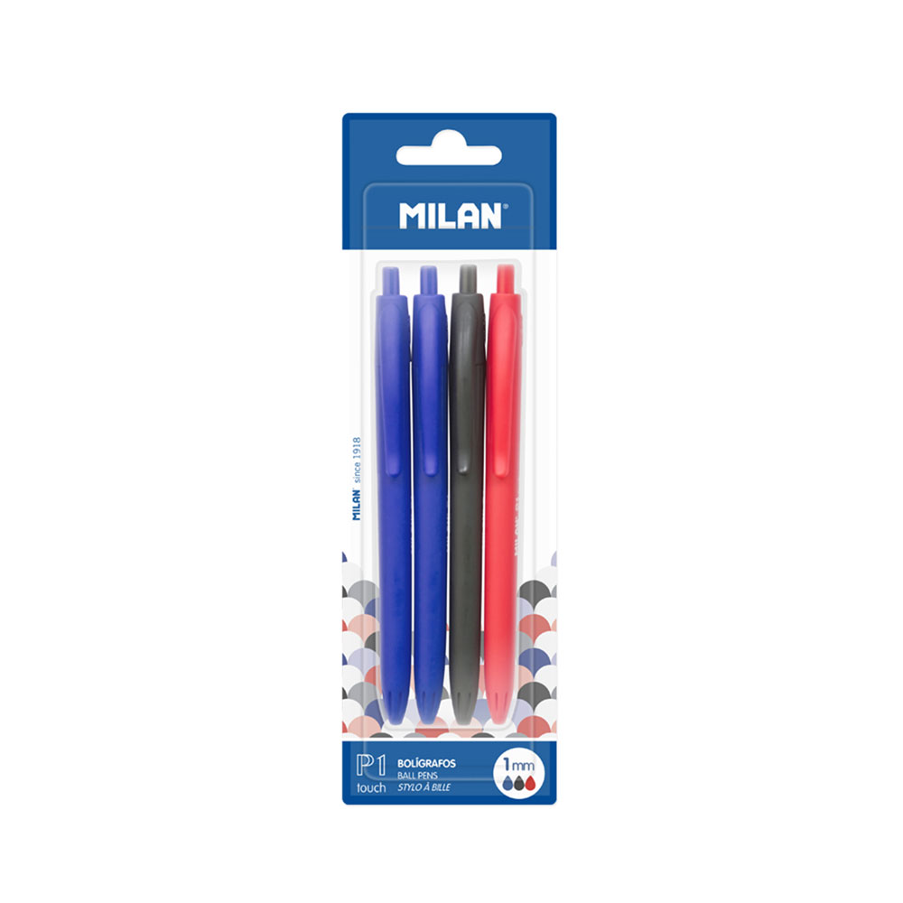 Milan Pen P1 Touch, 3 colours, 4 pieces blister
