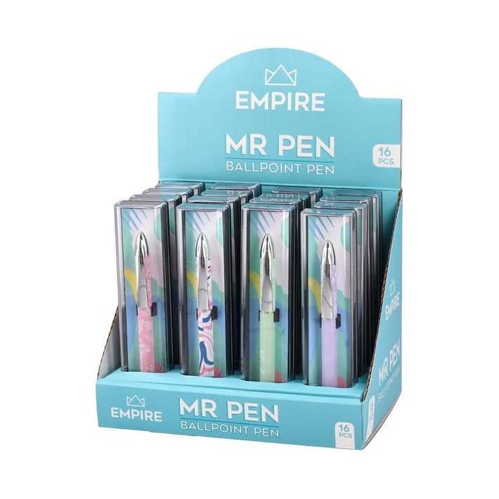 Химикалка Empire Mr Pen, автоматична, 1.0 mm, в кутия, асорти