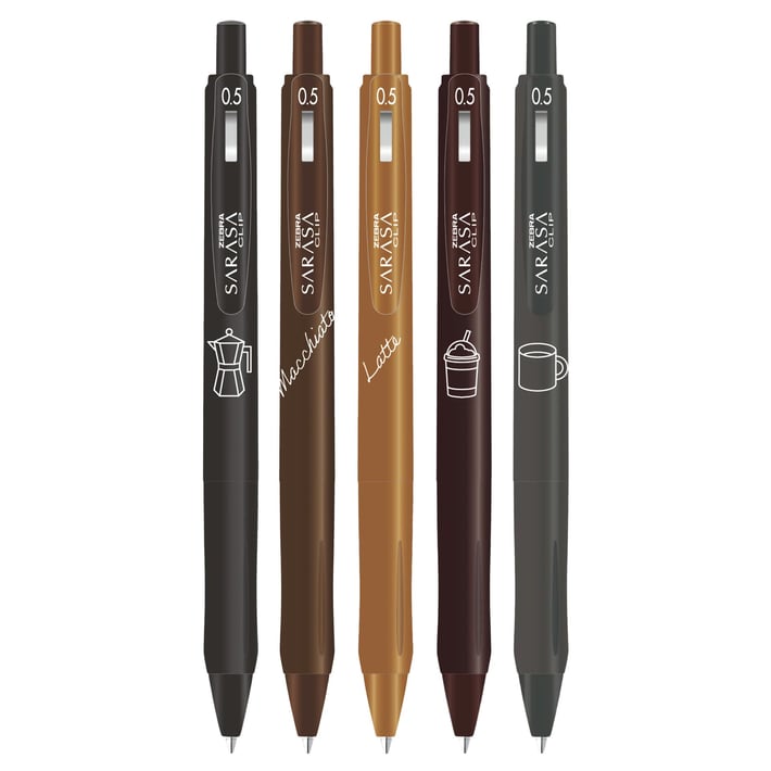 Zebra Гел ролер Sarasa Clip Coffee, 0.5 mm, 5 цвята