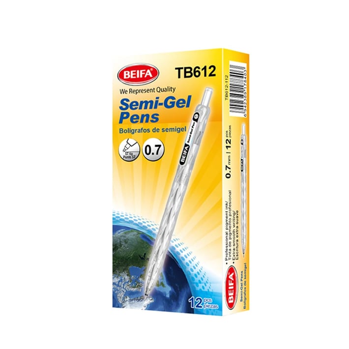 Beifa Gel roller TB612-112, 0.7 mm, black, 12 pcs