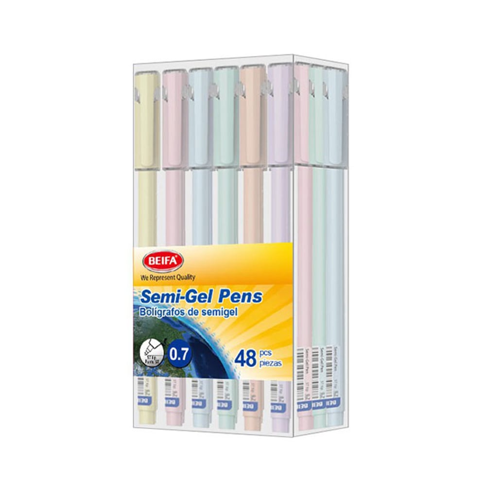 BEIFA TA602-48V GEL ROLLER 0.7MM BLUE INK ASSORTED