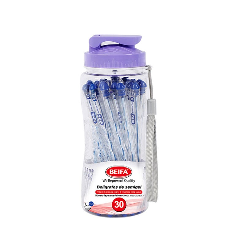 Beifa gel roller TA612-230V, in bottle, 0.7 mm, blue, 30 pcs